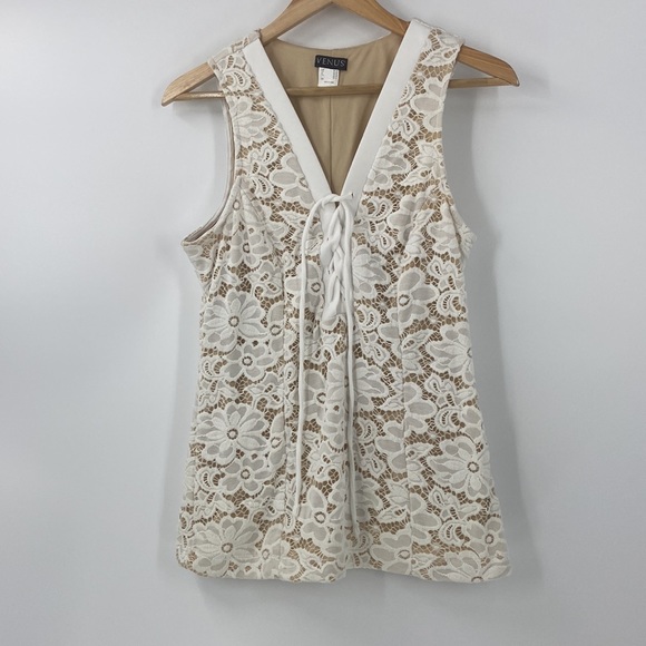 Venus creamy white lace top with criss cross tie front detail romantic - Picture 12 of 12